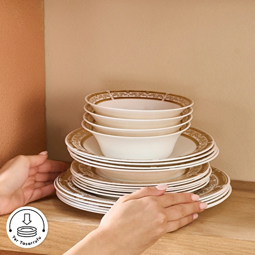 Karaca Goldenia Opal Cam 24 Parça 6 Kişilik Yemek Takımı Karaca Goldenia Opal Cam 24 Parça 6 Kişilik Yemek Takımı