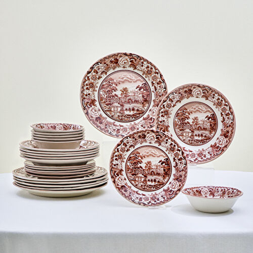 Karaca Old Town 24 Parça 6 Kişilik Yemek Takımı Bordo