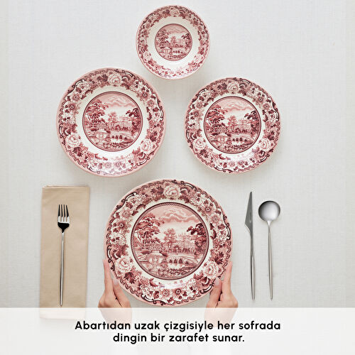 Karaca Old Town 24 Parça 6 Kişilik Yemek Takımı Bordo