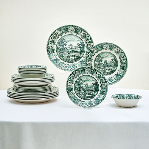 Karaca Old Town 24 Parça 6 Kişilik Yemek Takımı Yeşil