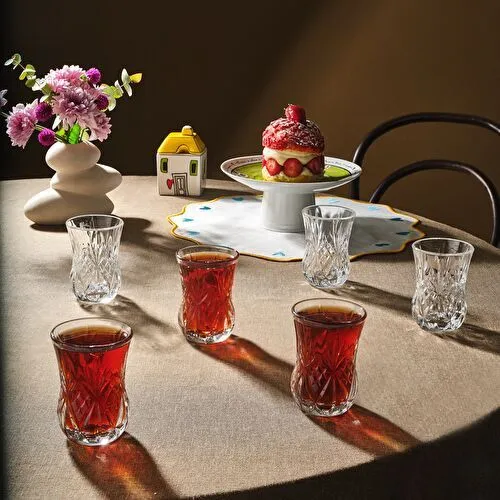 RCR Melodia Yüksek Kalite Cam 6'lı Çay Bardağı 140 ml