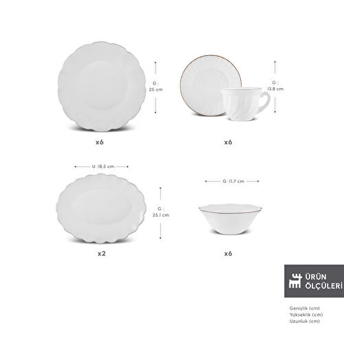 Karaca Florina Gold Opal Cam 26 Parça 6 Kişilik Kahvaltı Takımı