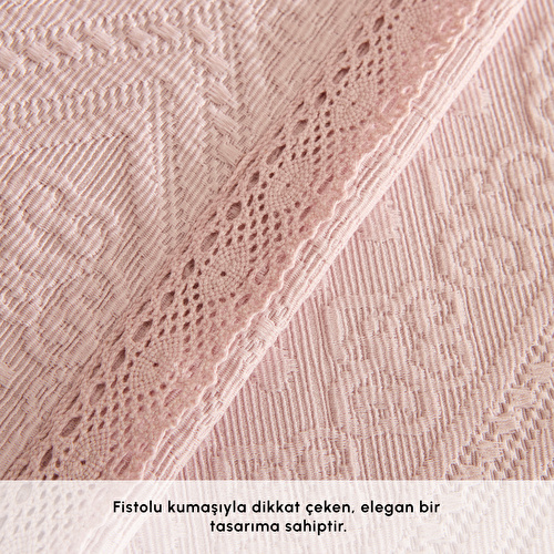 Karaca Home Adelia Fistolu Çift Kişilik Yatak Örtüsü Takımı Pudra Karaca Home Adelia Fistolu Çift Kişilik Yatak Örtüsü Takımı Pudra
