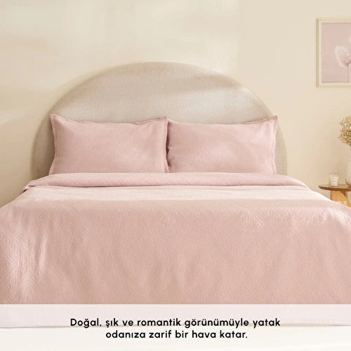 Karaca Home Adelia Fistolu Çift Kişilik Yatak Örtüsü Takımı Pudra