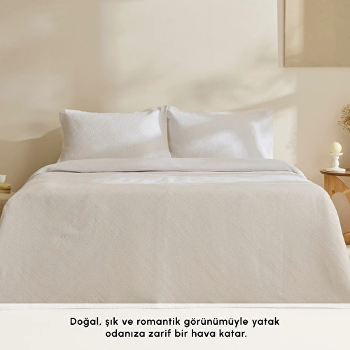 Karaca Home Adelia Fistolu Çift Kişilik Yatak Örtüsü Takımı Beyaz