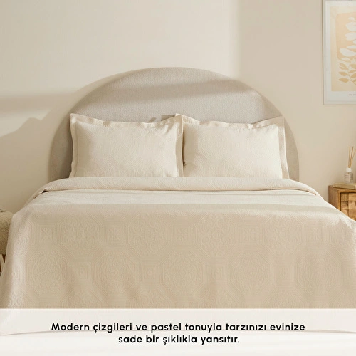 Karaca Home Oriana Çift Kişilik Yatak Örtüsü Takımı Natural