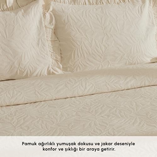 Karaca Home Branley Fırfırlı Çift Kişilik Yatak Örtüsü Takımı Natural