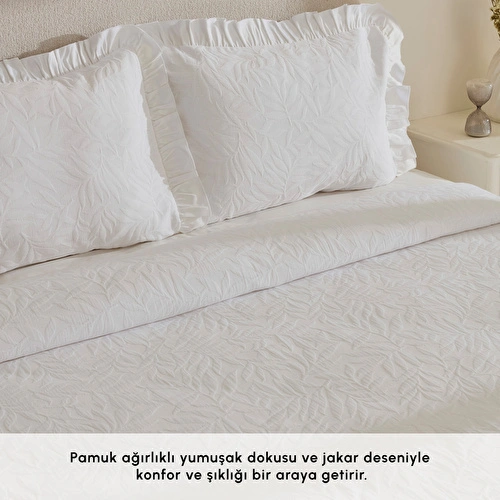 Karaca Home Branley Fırfırlı Çift Kişilik Yatak Örtüsü Takımı Beyaz Karaca Home Branley Fırfırlı Çift Kişilik Yatak Örtüsü Takımı Beyaz