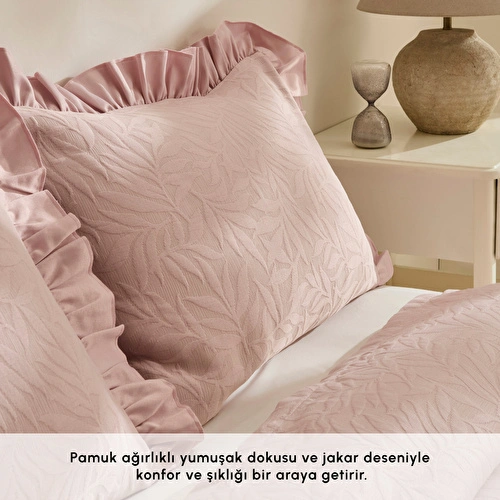 Karaca Home Branley Fırfırlı Çift Kişilik Yatak Örtüsü Takımı Pudra Karaca Home Branley Fırfırlı Çift Kişilik Yatak Örtüsü Takımı Pudra