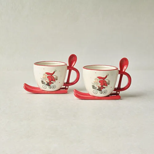 Karaca New Year Yılbaşı Snowboard 2 Kişilik Çay Fincan Takımı