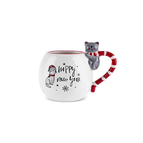 Karaca New Year Yılbaşı Animal Dog & Cat 2'li Mug Seti