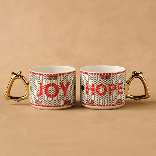 Karaca New Year Yılbaşı Jingle Bells 2 Kişilik Kupa Seti 300 ml