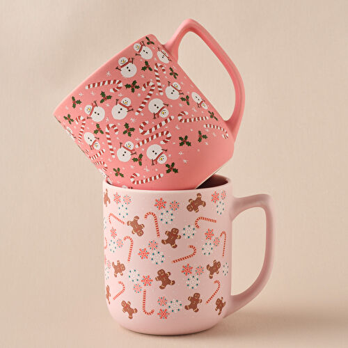 Karaca New Year Yılbaşı Gingerbread Soft Touch 2 Kişilik Kupa Seti 470 ml