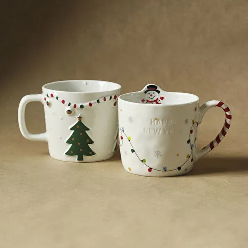 Karaca New Year Yılbaşı Glowy Tree Flake 2'li Kupa 460 ml