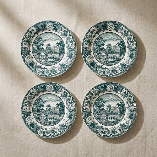 Karaca Old Town 4 Parça Pasta Takımı Yeşil 21 cm