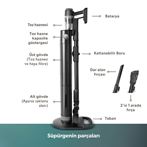 Homend Dustrider Pro 1270H Toz İstasyonlu Ergonomik Dikey Süpürge Siyah Homend Dustrider Pro 1270H Toz İstasyonlu Ergonomik Dikey Süpürge Siyah
