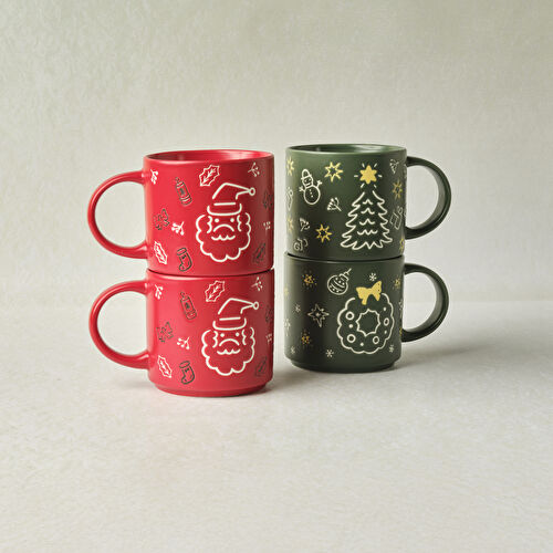 Karaca New Year Yılbaşı Angel 4 Kişilik Standlı Kupa Seti Karaca New Year Yılbaşı Angel 4 Kişilik Standlı Kupa Seti