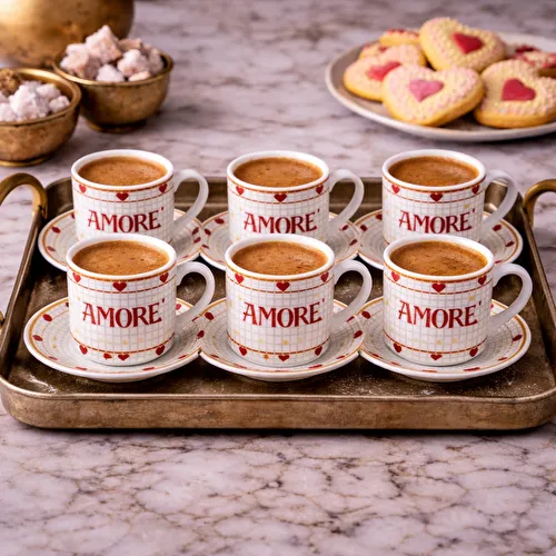 Karaca Lovemore 6 Kişilik Kahve Fincan Takımı 90 ml