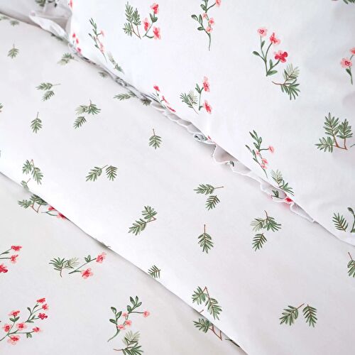 Karaca Home Silvie Fırfırlı %100 Pamuk Tek Kişilik Kişilik Nevresim Takımı Kırmızı