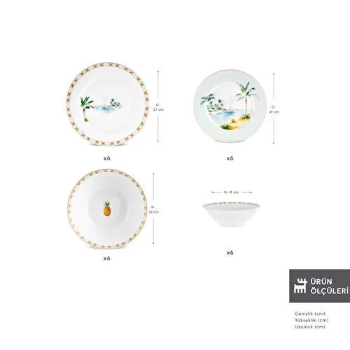 Karaca Forever Bone Tropical 24 Parça 6 Kişilik Yemek Takımı Karaca Forever Bone Tropical 24 Parça 6 Kişilik Yemek Takımı