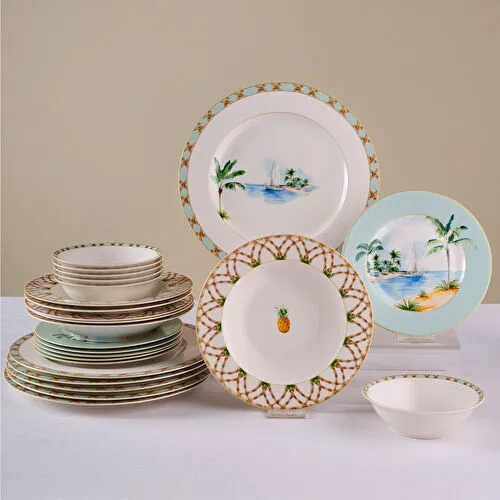 Karaca Forever Bone Tropical 24 Parça 6 Kişilik Yemek Takımı