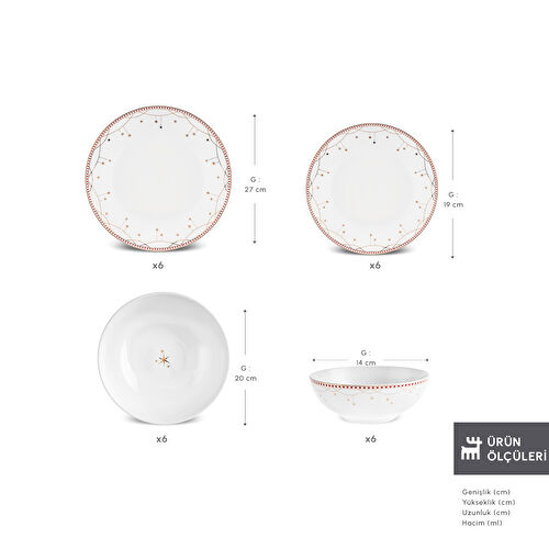 Karaca Elegance Bone Festival 24 Parça 6 Kişilik Yemek Takımı
