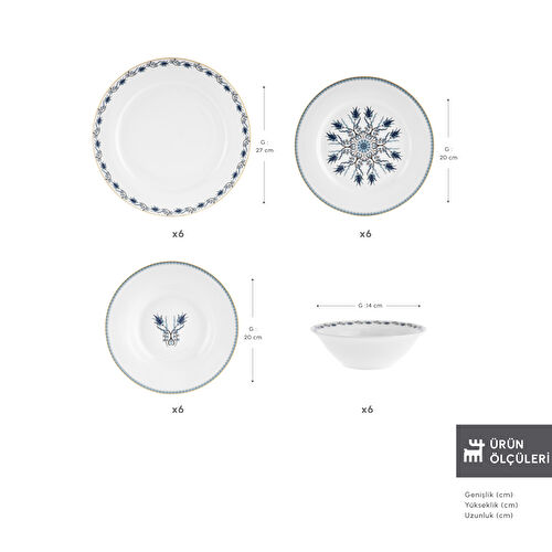 Karaca Forever Bone İznik 24 Parça 6 Kişilik Yemek Takımı Karaca Forever Bone İznik 24 Parça 6 Kişilik Yemek Takımı