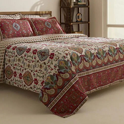 Karaca Home Pueblo %100 Pamuk Çift Kişilik Nevresim Takımı Kiremit Karaca Home Pueblo %100 Pamuk Çift Kişilik Nevresim Takımı Kiremit