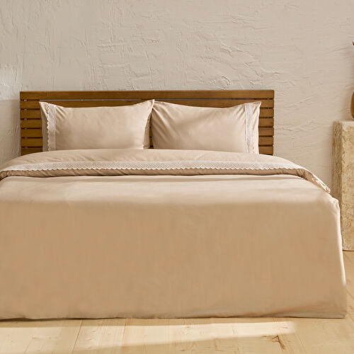 Karaca Home Lenmor %100 Pamuk Çift Kişilik Nevresim Takımı Bej