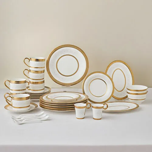 Karaca Royal Bone Charlotte 32 Parça 6 Kişilik Kahvaltı Takımı Gold