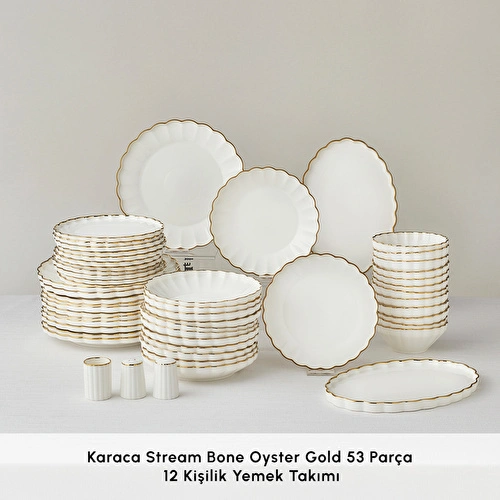 Karaca Stream Bone Oyster 53 Parça 12 Kişilik Yemek Takımı