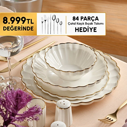 Karaca Stream Bone Oyster 53 Parça 12 Kişilik Yemek Takımı