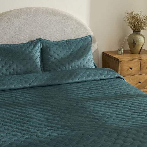 Karaca Home Granel Çift Kişilik Kadife Yatak Örtüsü Petrol