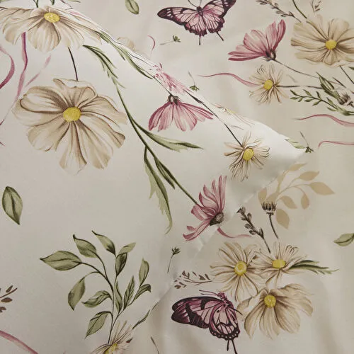 Sarah Anderson Butterflora Çift Kişilik Nevresim Takımı Somon