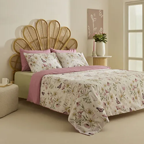 Sarah Anderson Butterflora Çift Kişilik Nevresim Takımı Somon