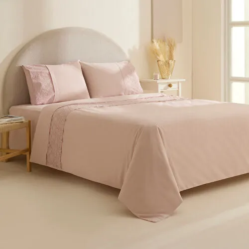 Karaca Home Elarıa Dantelli Çift Kişilik Nevresim Takımı Pudra
