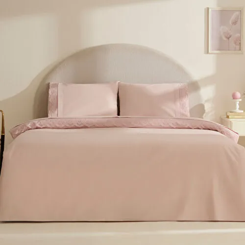 Karaca Home Teora %100 Pamuk Dantelli Çift Kişilik Nevresım Takımı Pudra