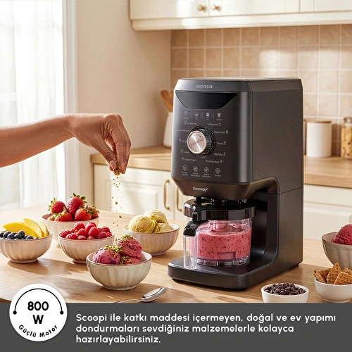 Karaca Scoopi 10 in 1 Dondurma Makinesi Matte Black