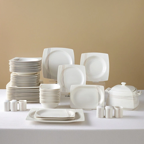 Karaca Square Bone X5 60 Parça 12 Kişilik Kare Yemek Takımı Gold