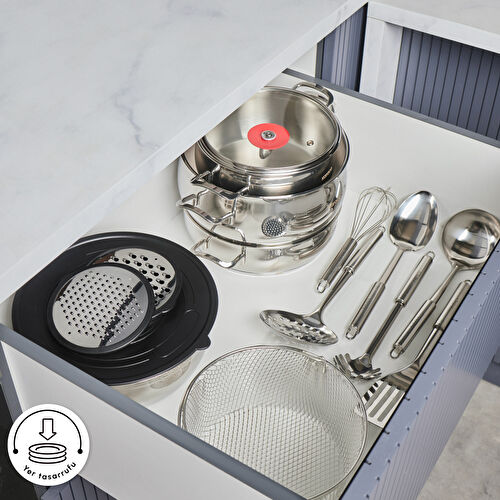 Karaca Karıştır-Pişir-Sakla 18 Parça Çelik Tencere Seti