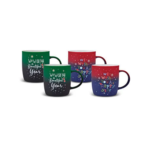 Karaca New Year Yılbaşı Soft Touch 4 Kişilik Kupa Seti 350 ml