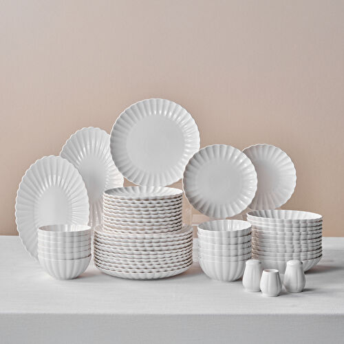 Karaca Stream Bone Umbrella 53 Parça 12 Kişilik Yemek Takımı Beyaz