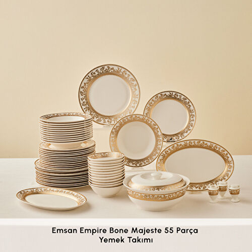 Emsan Empire Bone Majeste 55 Parça 12 Kişilik Yemek Takımı Gold