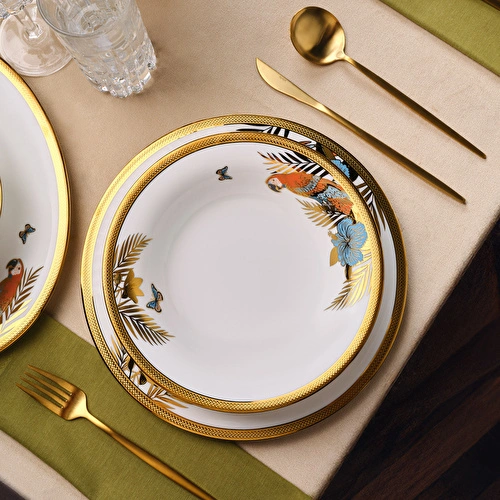 Karaca Royal Bone Golden Palms 55 Parça 12 Kişilik Yemek Takımı Karaca Royal Bone Golden Palms 55 Parça 12 Kişilik Yemek Takımı