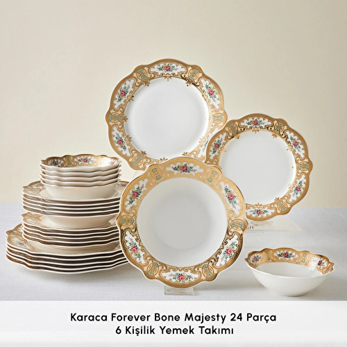 Karaca Forever Bone Majesty 24 Parça 6 Kişilik Yemek Takımı