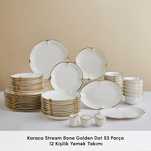 Karaca Stream Bone Gold Dot 53 Parça 12 Kişilik Yemek Takımı