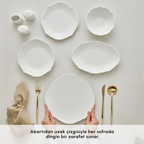 Karaca Stream Bone Floral White 53 Parça 12 Kişilik Yemek Takımı