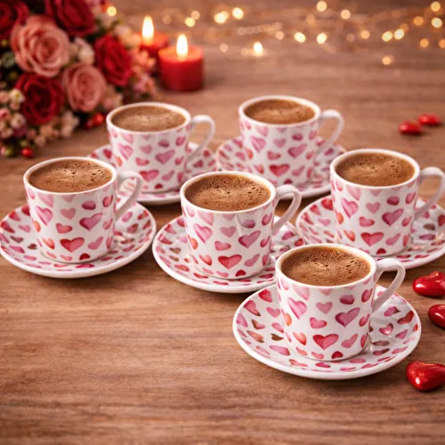 Karaca Pinky 6 Kişilik Kahve Fincan Takımı 80 ml