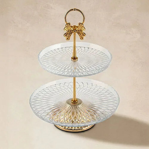 Karaca Home Lümina Dekoratif İki Katlı Servislik 16x22 cm