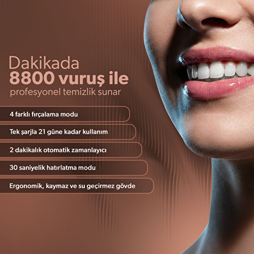 Homend Brushboss 4701H 4 Modlu 21 Gün Kullanım Süreli Akıllı Zamanlayıcılı Şarjlı Diş Fırçası Pembe